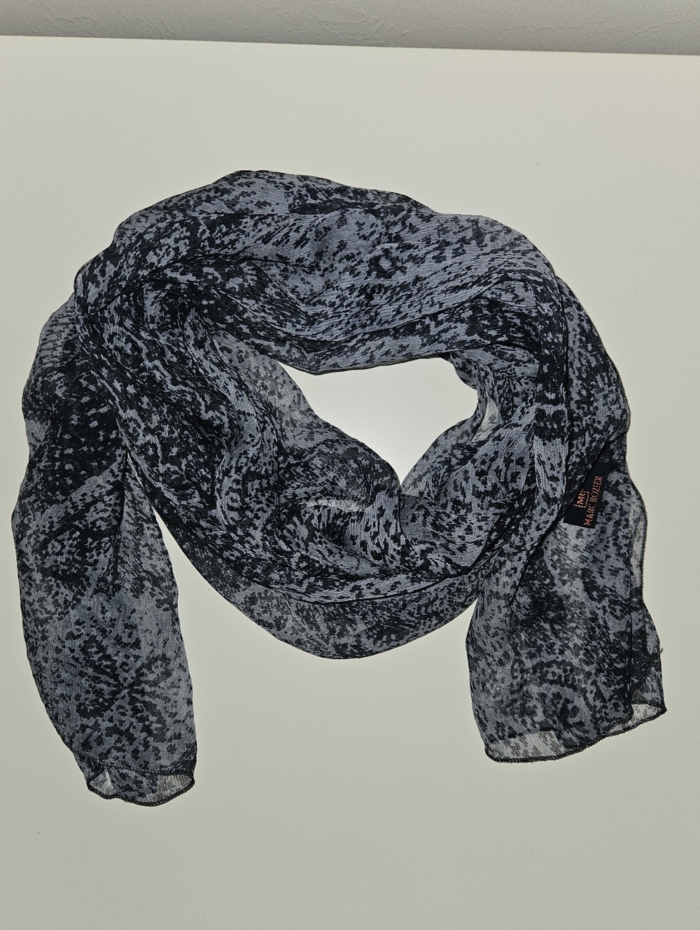 MARC ROZIER PARIS Blue Medallion Print Sheer Silk Scarf | SZ 35" - Picture 4 of 9